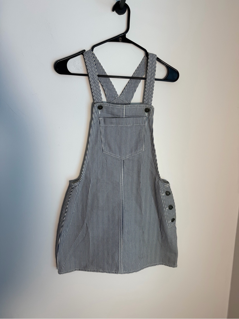 Subdued Striped Navy & White Overall Dress